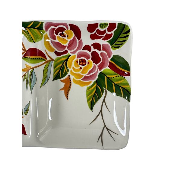 Eva Mendes VIDA Rose Print for ESPANA 15 " x 6.75" Divided Relish Plate-Mint! - Picture 4 of 6